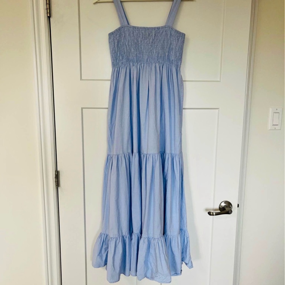 Light Blue Smocked Maxi Dress size Small - Zara